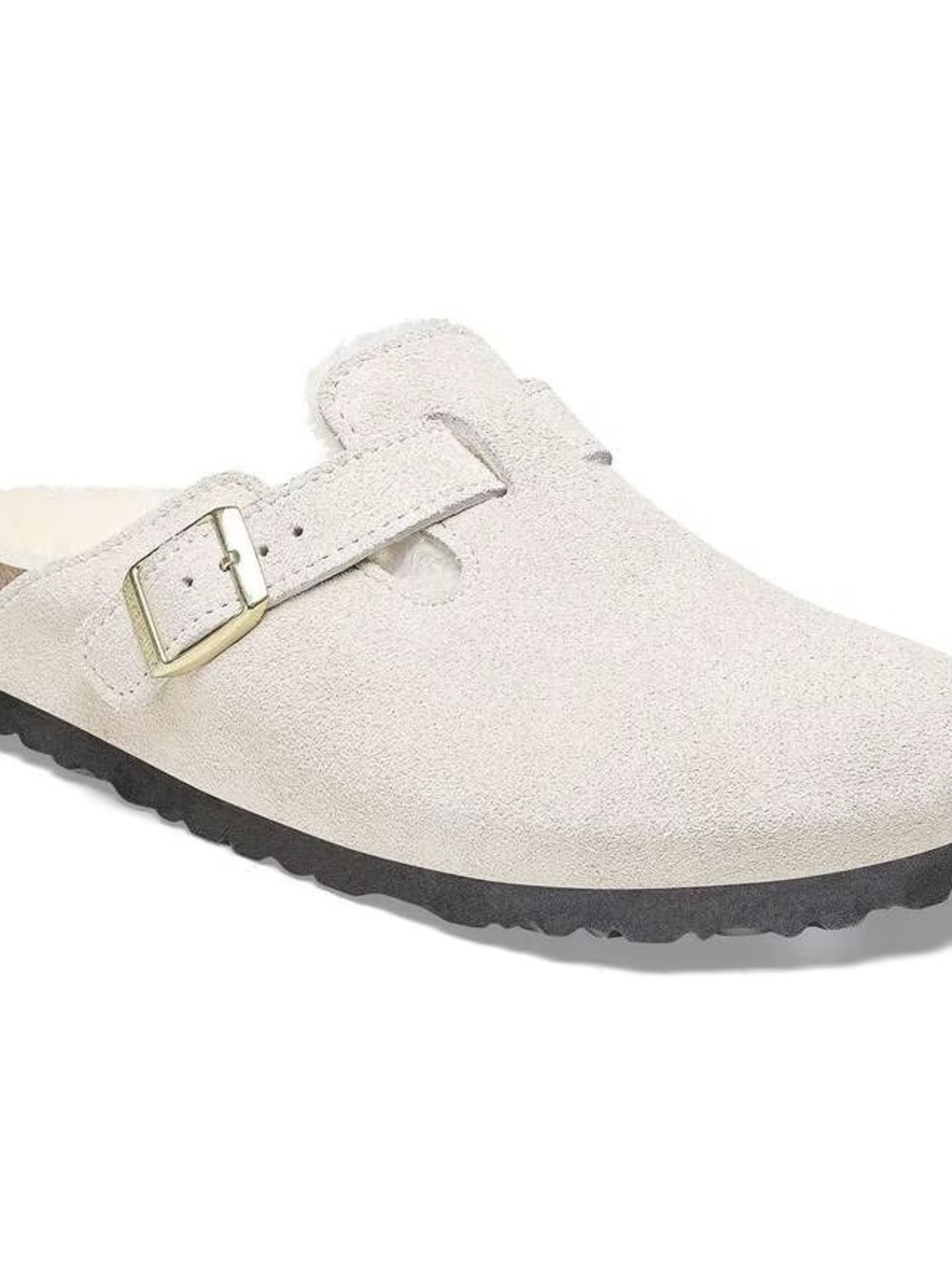 Birkenstock Boston Shearling Clogs Antique White Suede Size 38 Narrow NEW